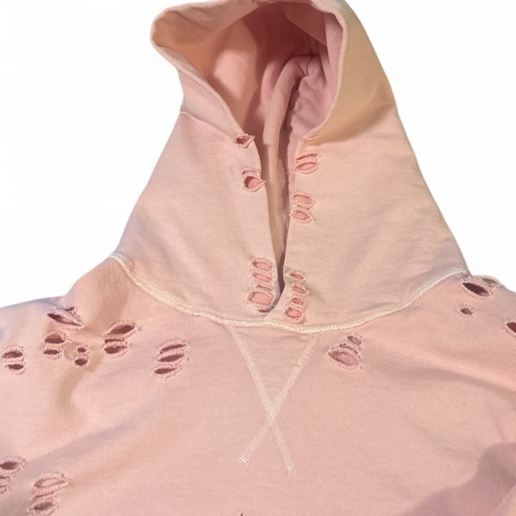 Lily & Lottie Chelsea Deboer Distressed Hoodie Size Medium Light Pink Raw Edges - Picture 8 of 13